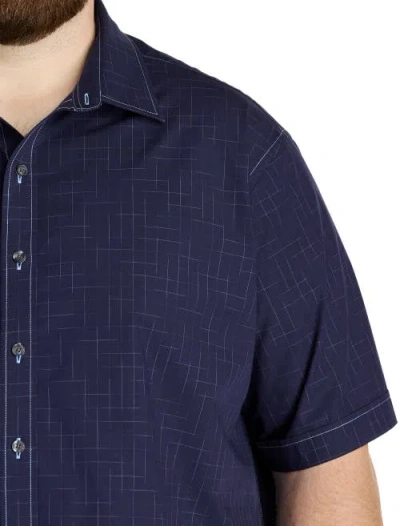 Synrgy By Dxl Big & Tall Tonal Plaid Sport Shirt In Blue