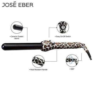 Jose Eber Clipless Curling Iron 1" (25mm) Giraffe, Tourmaline Ceramic Barrel