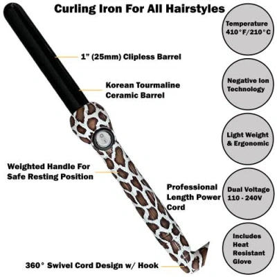 Jose Eber Clipless Curling Iron 1" (25mm) Giraffe, Tourmaline Ceramic Barrel