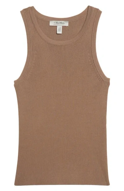 Max Mara Amburgo Cotton Rib Tank In Brown