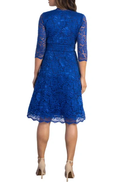 Kiyonna Mademoiselle A-line Lace Cocktail Dress In Blue