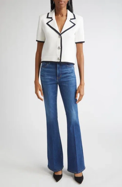 Veronica Beard Stovall Knit Short-sleeve Jacket In White