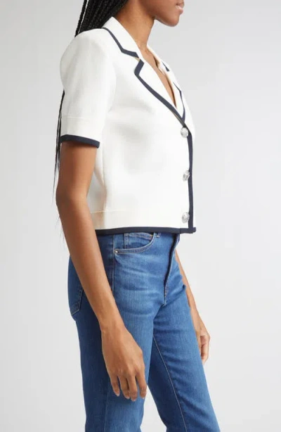 Veronica Beard Stovall Knit Short-sleeve Jacket In White