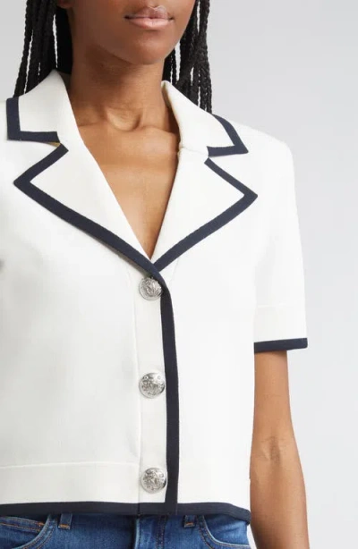 Veronica Beard Stovall Knit Short-sleeve Jacket In White