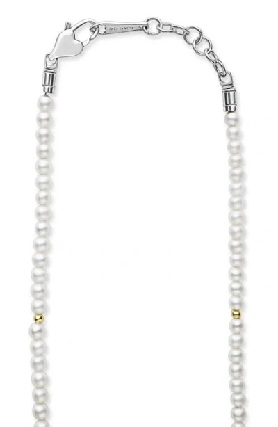 Lagos Kinder Pearl Necklace With 18k Gold Cavier Beaded Accents