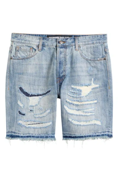 Billionaire Boys Club Bb Cadet Distressed Cutoff Denim Shorts In Blue