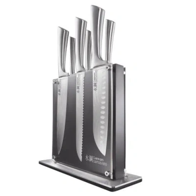 Cuisine::pro Damashiro 7pc Kin Kinfe Block Set In Gray