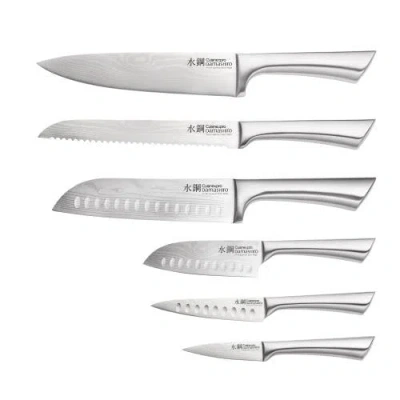 Cuisine::pro Damashiro 7pc Kin Kinfe Block Set In Gray