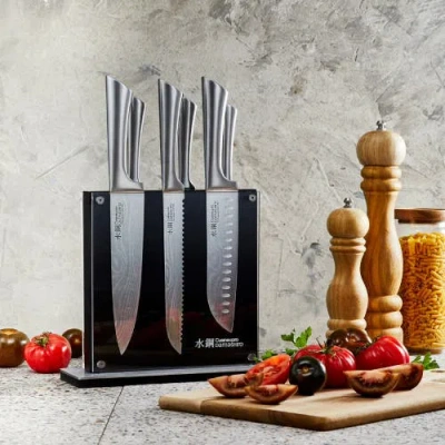 Cuisine::pro Damashiro 7pc Kin Kinfe Block Set In Gray