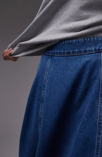 Topshop Full Denim Maxi Skirt In Blue