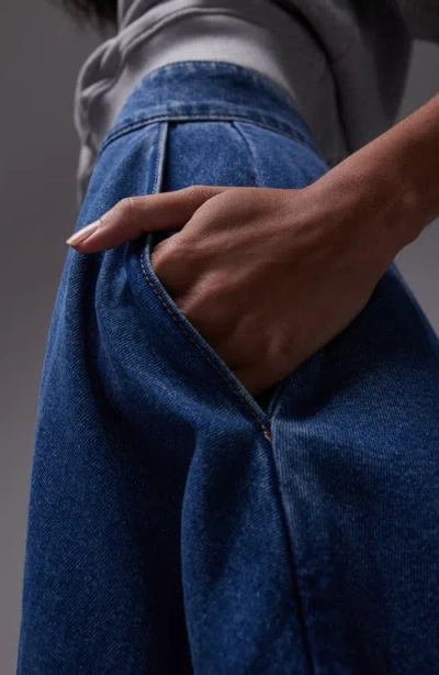 Topshop Full Denim Maxi Skirt In Blue