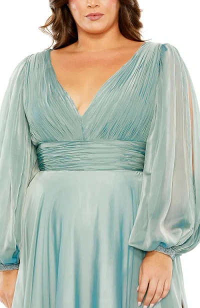 Mac Duggal 68431 Long Sleeve Formal Plus Size Dress In Green