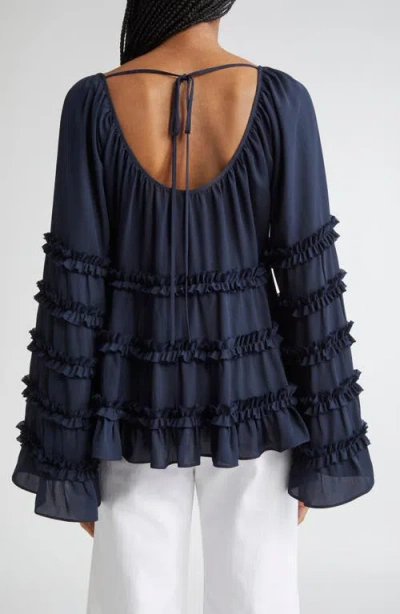 Cinq À Sept Sunnina Bell Sleeve Tunic In Blue
