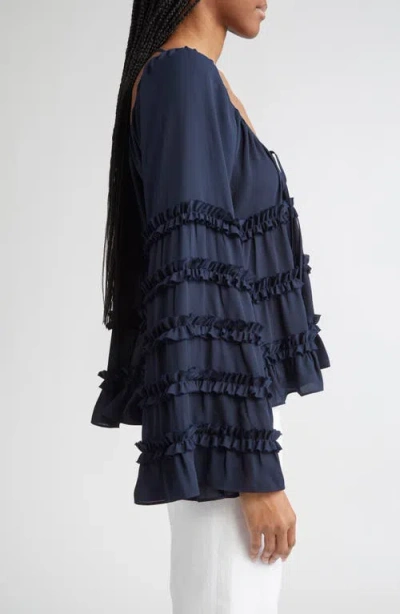 Cinq À Sept Sunnina Bell Sleeve Tunic In Blue