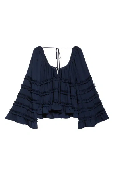 Cinq À Sept Sunnina Bell Sleeve Tunic In Blue