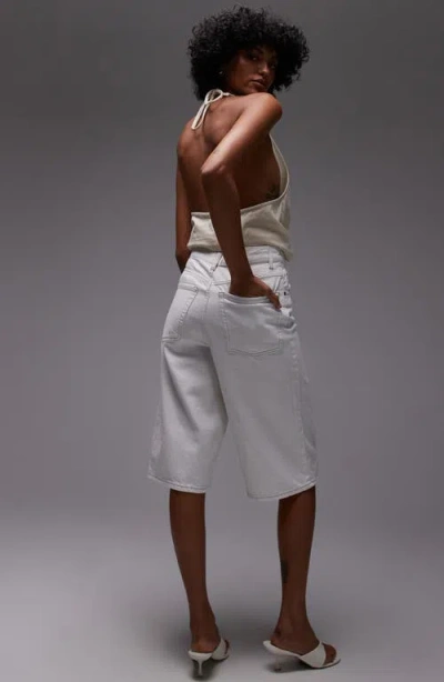 Topshop Denim Bermuda Shorts In White