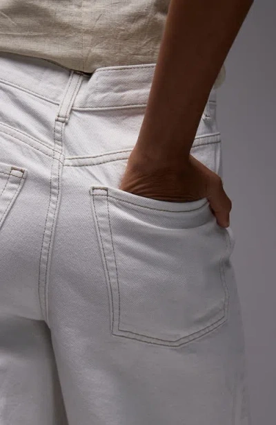 Topshop Denim Bermuda Shorts In White