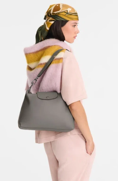 Longchamp Medium Le Pliage Xtra Leather Hobo Bag In Gray