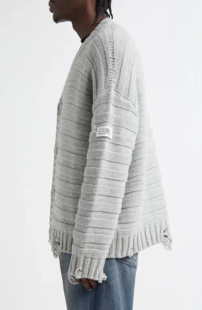 Mm6 Maison Margiela Mm6 By Maison Margiela Textured Ribbed Grey Sweater With Button-down Front In Gray