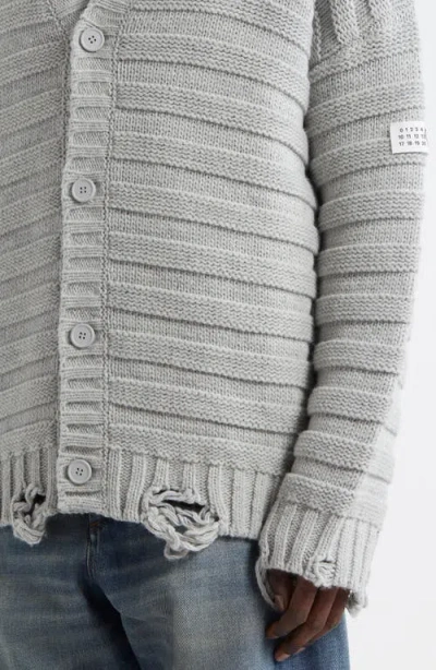 Mm6 Maison Margiela Mm6 By Maison Margiela Textured Ribbed Grey Sweater With Button-down Front In Gray