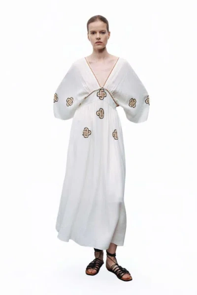 Nocturne Maxi Dress With Embroidery Details In White