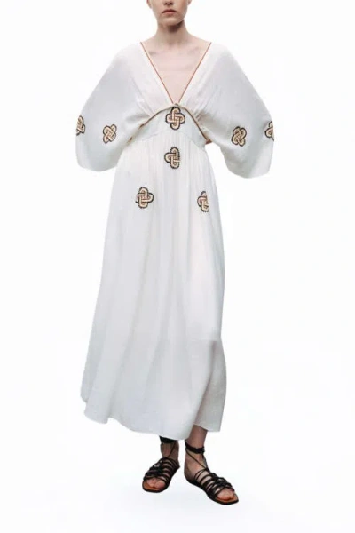 Nocturne Maxi Dress With Embroidery Details In White