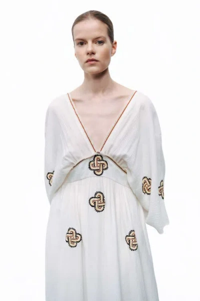 Nocturne Maxi Dress With Embroidery Details In White