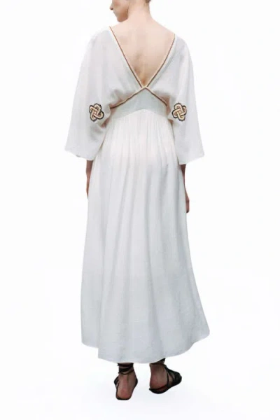 Nocturne Maxi Dress With Embroidery Details In White