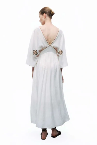 Nocturne Maxi Dress With Embroidery Details In White