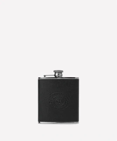 Ghurka Leather Wrapped Flask In Black
