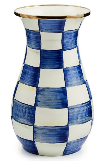 Mackenzie-childs Mackenzie Childs Royal Check Enameled Steel Tall Vase In Blue