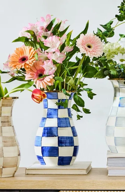 Mackenzie-childs Mackenzie Childs Royal Check Enameled Steel Tall Vase In Blue