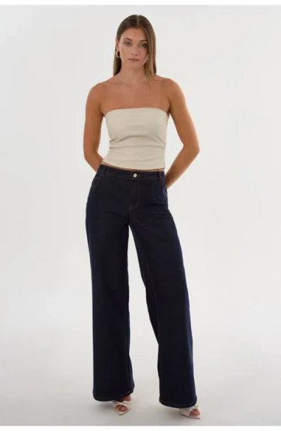 Lamarque Giada | Faux Leather Strapless Top In Neutral