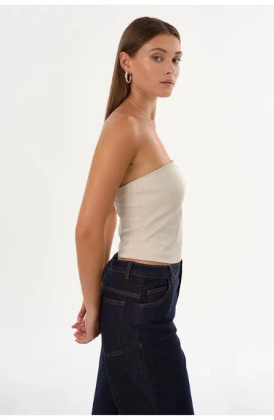 Lamarque Giada | Faux Leather Strapless Top In Neutral