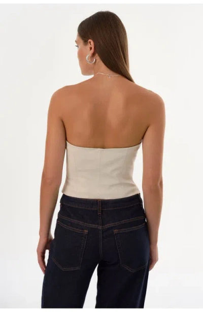 Lamarque Giada | Faux Leather Strapless Top In Neutral