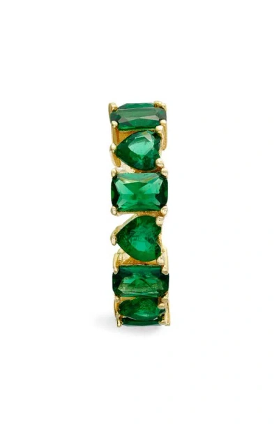 Shymi Heart & Emerald Cubic Zirconia Eternity Ring