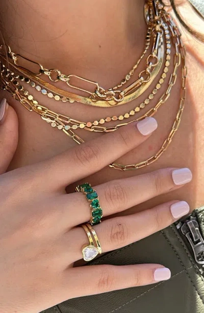 Shymi Heart & Emerald Cubic Zirconia Eternity Ring