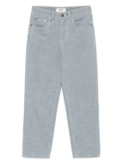 Fendi Women Denim Cotton Cropped Jeans In Blue