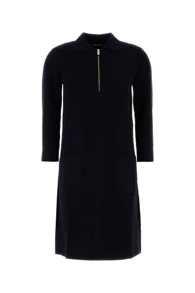 Max Mara Midnight Blue Viscose Blend Dress In Black