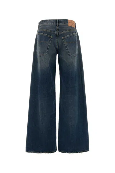 Balenciaga Women Denim Baggy Jeans In Blue