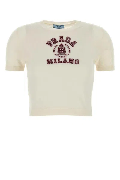 Prada Women Ivory Cashmere Sweater In White