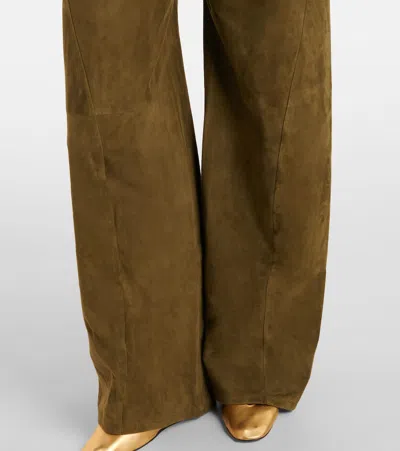 Marni Suede Wide-leg Pants In Green