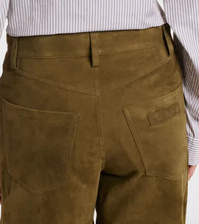 Marni Suede Wide-leg Pants In Green