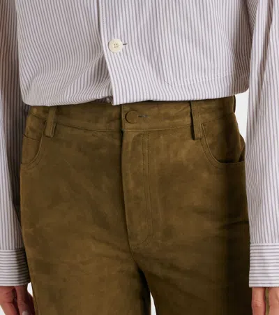 Marni Suede Wide-leg Pants In Green