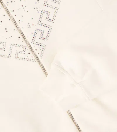 Versace La Greca Cotton Fleece Sweatshirt In White