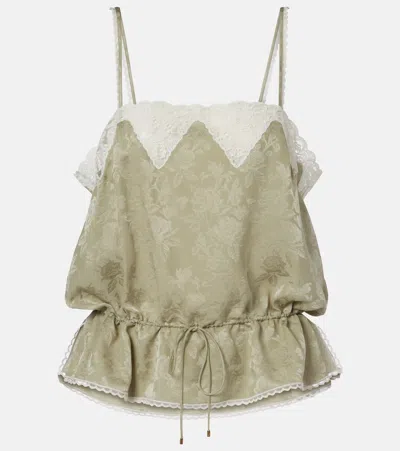 Chloé Jacquard Lace-trimmed Silk Camisole