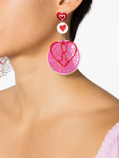 Amir Slama Heart-motif Drop Earrings In Pink