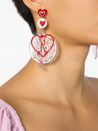 Amir Slama Heart-motif Drop Earrings In Pink