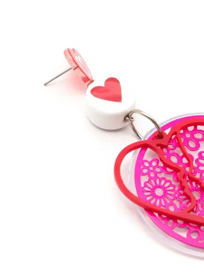 Amir Slama Heart-motif Drop Earrings In Pink