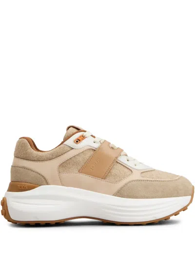 Tod's Panelled Sneakers In Brown